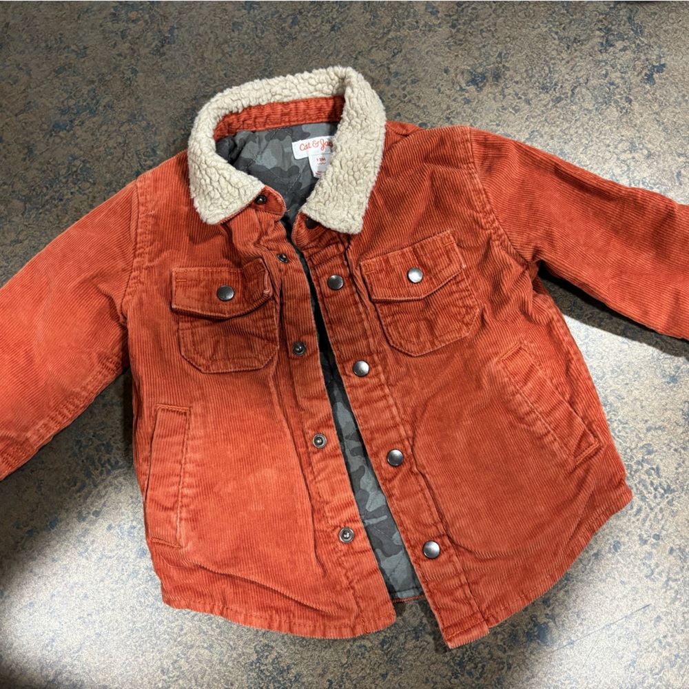 Cat & Jack Rust Corduroy Jacket with Sherpa Collar